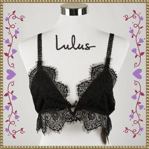 NWT Lulus Black Lace Fringe Bralette Medium